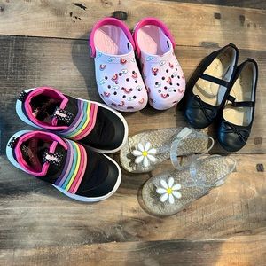 Lot of toddler girl size 9 shoes - Skechers, crocs, Cat & Jack, glitter jelly